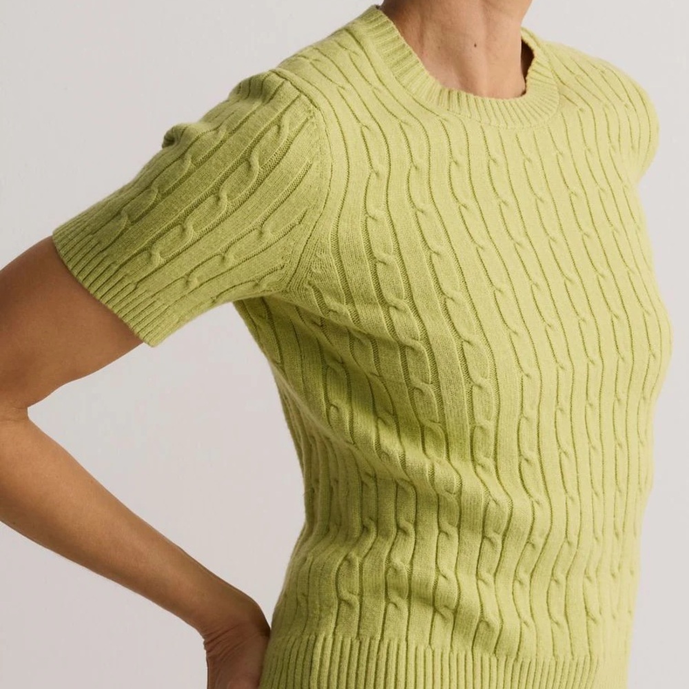 TRADITION | Vintage Cable Knit Sweater - Soft Yellow